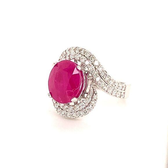 Natural Ruby Diamond Ring 14k Gold 6.32 TCW Size 6.5 GIA Certified $6,975 111872 - Picture 8 of 12